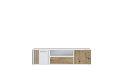 CARDIGANE - Meuble TV-Hifi 2 portes 1 tiroir 1 niche blanc / imitation chêne artisan 