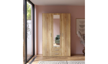 ECONOBOX - Armoire 3 portes 1 miroir 2 tiroirs 